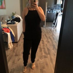 Black High Neck Jumpsuit w/ Open Back